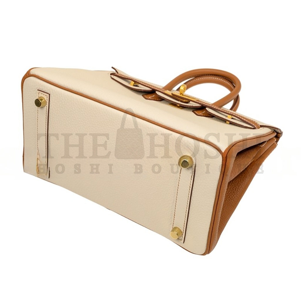 H**me5 BIRKIN 25 CLEMENCE LEATHER MILKSHAKE WHITE SPELLING HORSESHOE PRINTS BK251037TGCZ (25*20*13cm) Master Quality